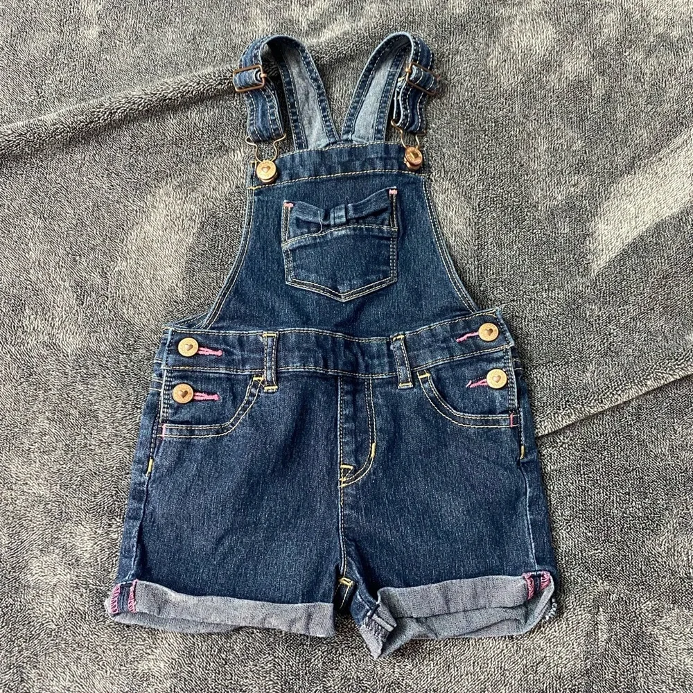 Jordache Dark Blue Kids Denim Overalls with Button‎ Accents Size 3T